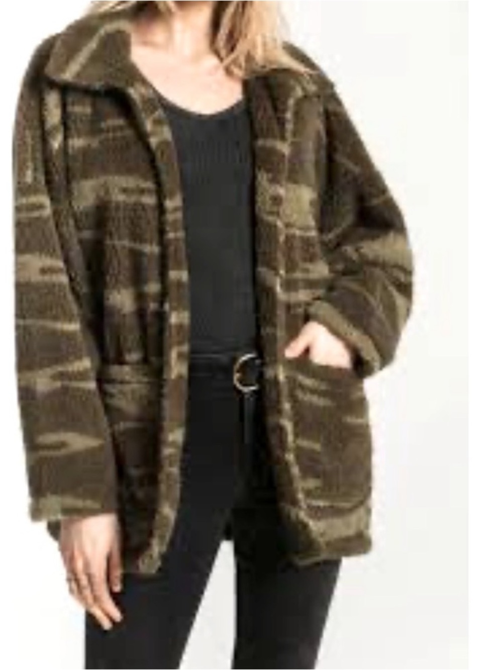 Z Supply Sherpa Jacket Camo Fleece Cozy Oversized small camouflage